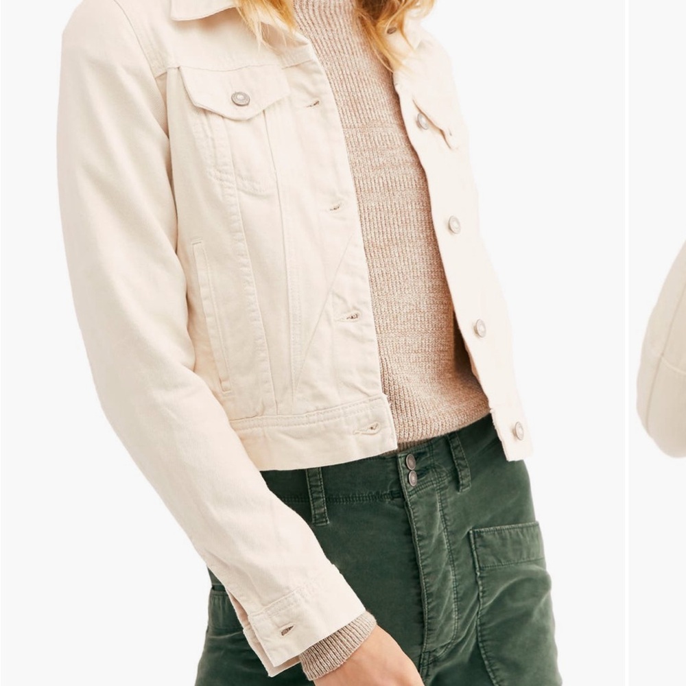 FREE PEOPLE ~WE THE FREE RUMORS DENIM JACKET ~Ivory size Xl